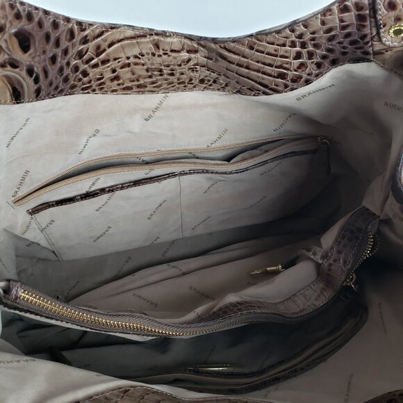 Brahmin Anne Bag Mocha Melbourne Croc Embossed Hobo Purse Handbag - Picture 7 of 9